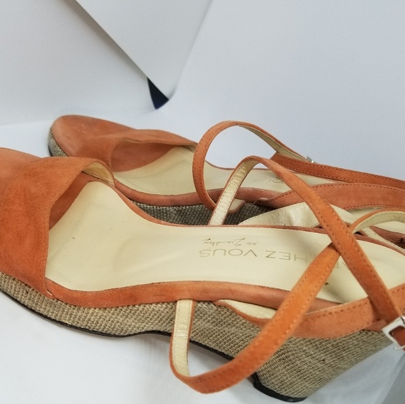 MARCHEZ VOUS Anne Apricot Suede Woman's Sandals 9M - Picture 3 of 4